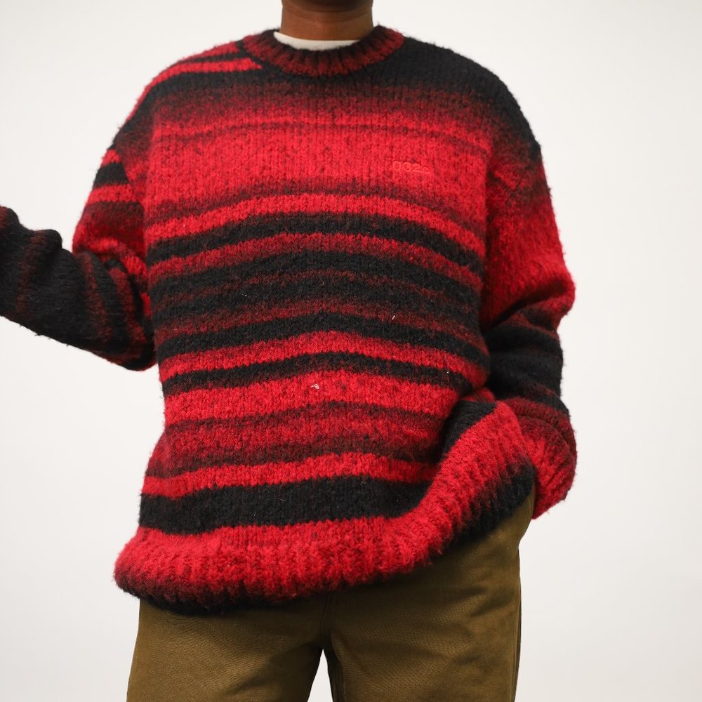 Black & Red Striped Logo Sweater